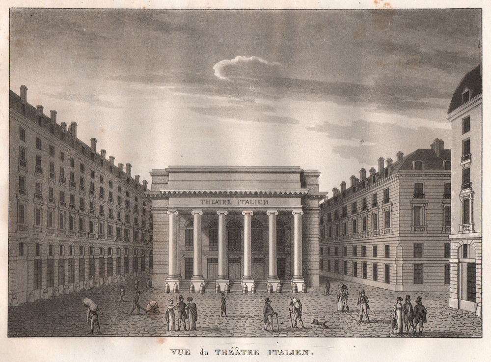 PARIS. Théâtre Italien. Aquatint 1808 old antique vintage print picture